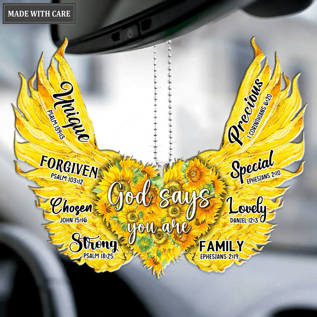 Sunflower Heart With Wings God Says You Are Ornament