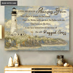 Lighthouse And Cross Amazing Grace Wall Art