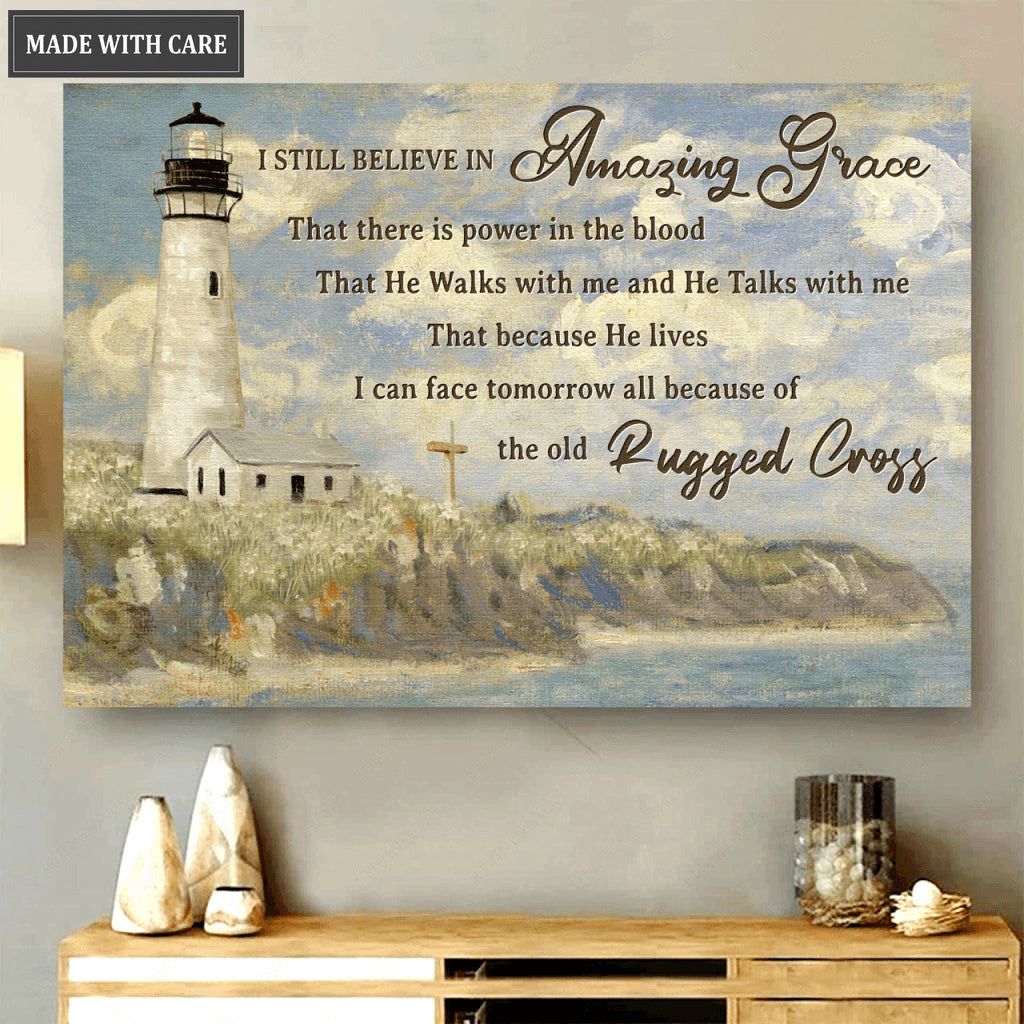Lighthouse And Cross Amazing Grace Wall Art