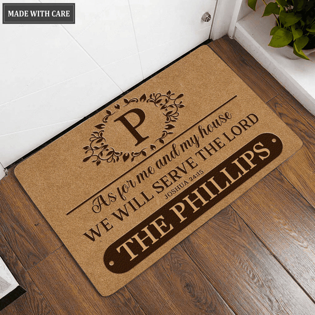 Luvingrace L180 Vintage Monogram Collection As For My House Personalized Doormat