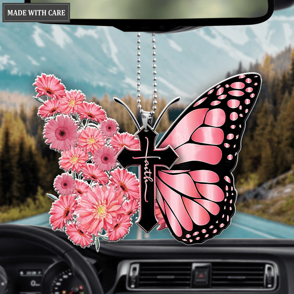 Luvingrace L184 Pink Gerbera Daisy Butterfly Faith Ornament