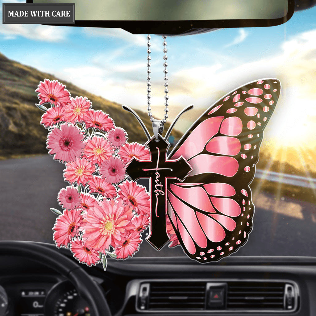 Luvingrace L184 Pink Gerbera Daisy Butterfly Faith Ornament