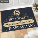 Luvingrace M88 Elegant Monogram Collection Holy Spirit Personalized Doormat
