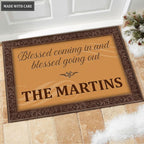 Luvingrace M89 Decorative Monogram Collection Blessed Coming In Personalized Doormat
