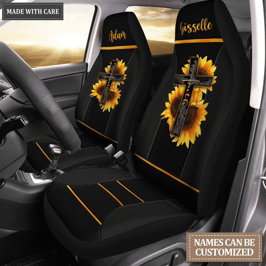 Faith Sunflower Personalized Car Seat Cover