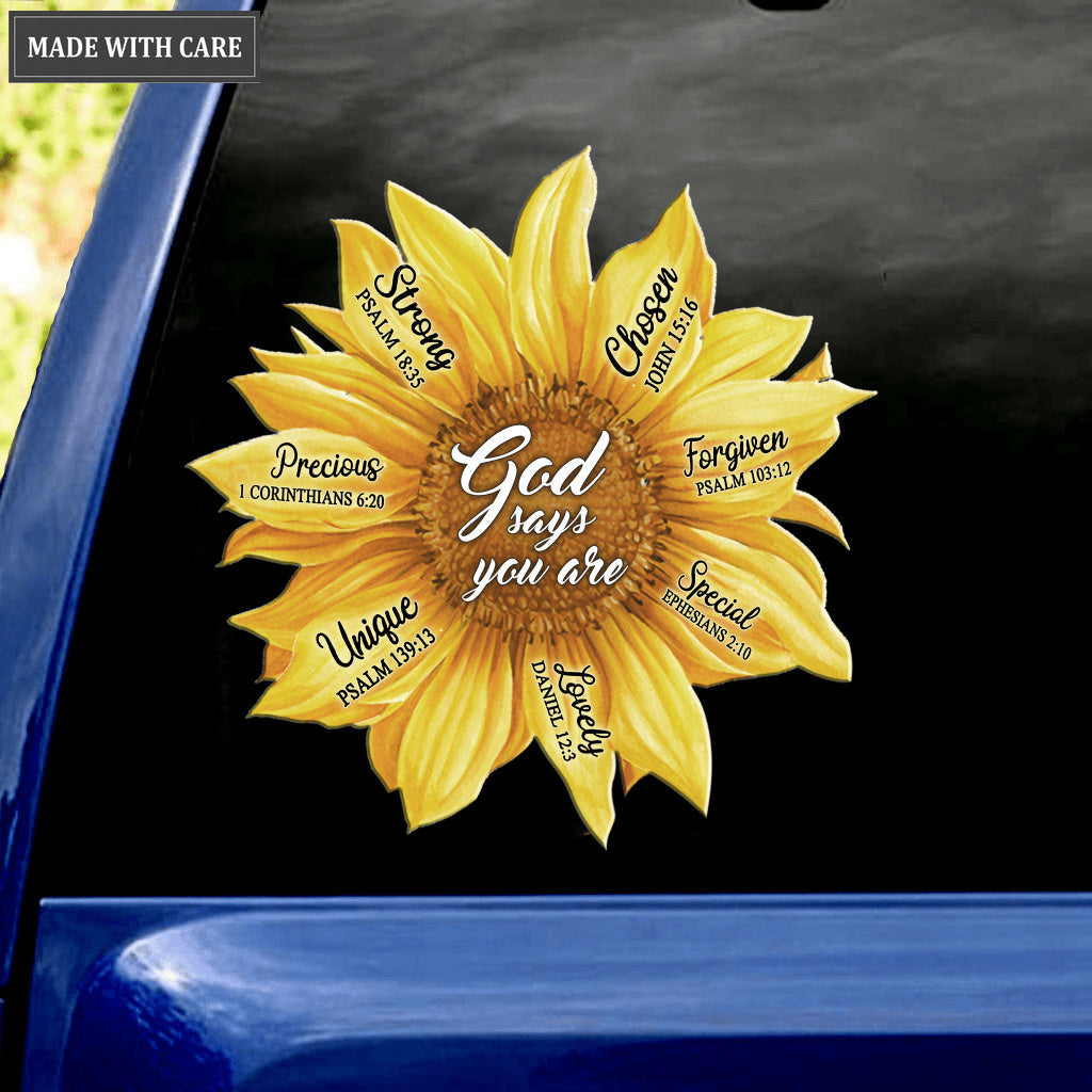 God Says You Are Sunflowers Car Sticker