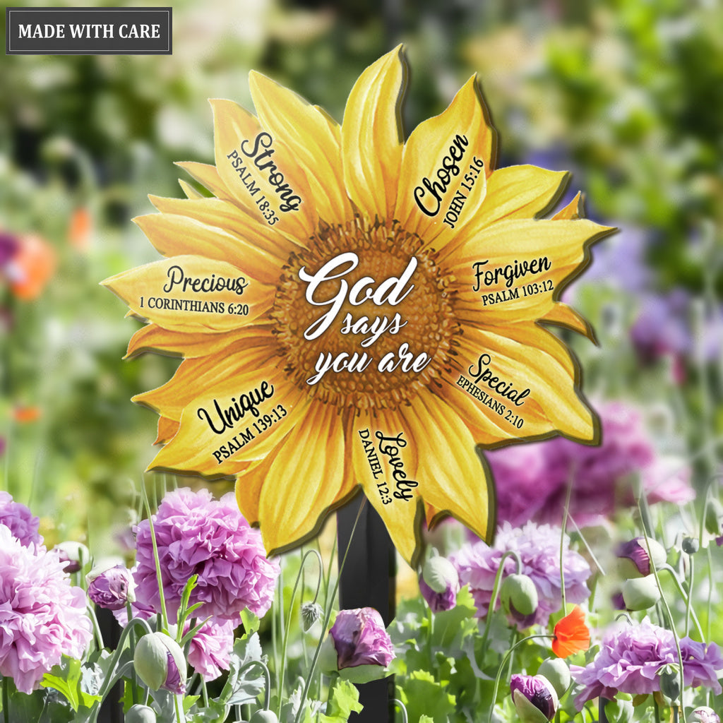 Sunflower God Says You Are Strong Plaque Stake