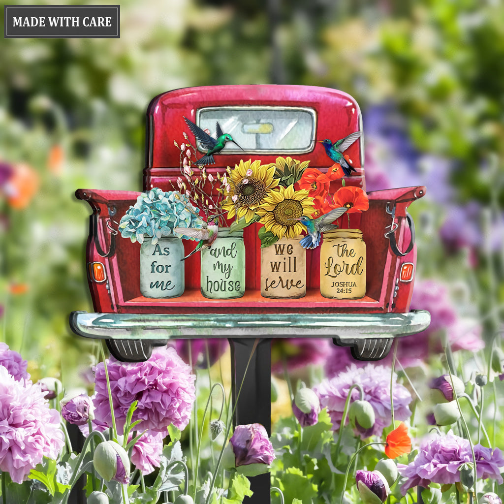 Sunflower Pots Truck Serve The Lord Plaque Stake