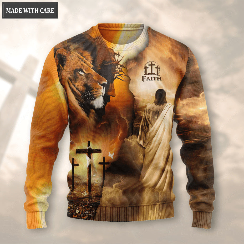 Faith Jesus Lion Cross As Strong As I Am Wool Sweatshirt
