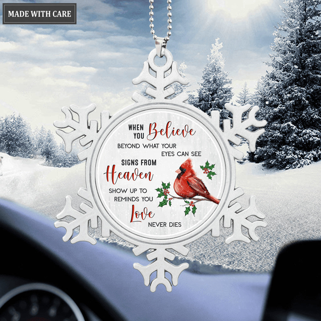 Snowflake Cardinal When You Believe Ornament