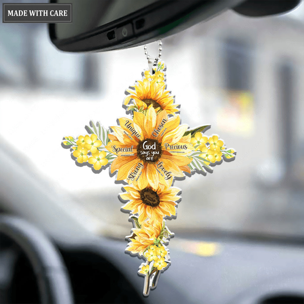 SUnflower God Says You Are Cross Ornament