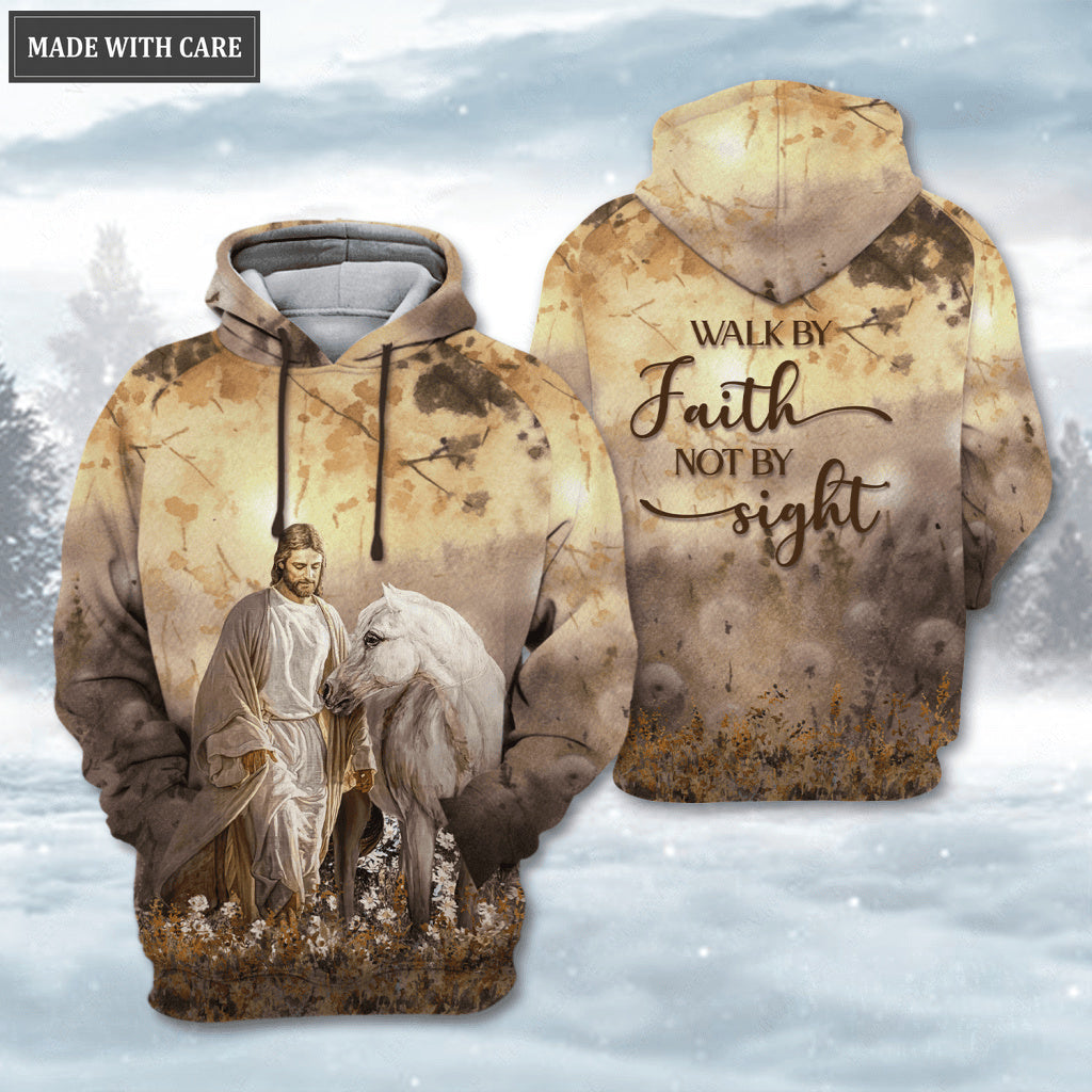 Jesus Love Horse Dandelion Walk By Faith Not By Sight Hoodie