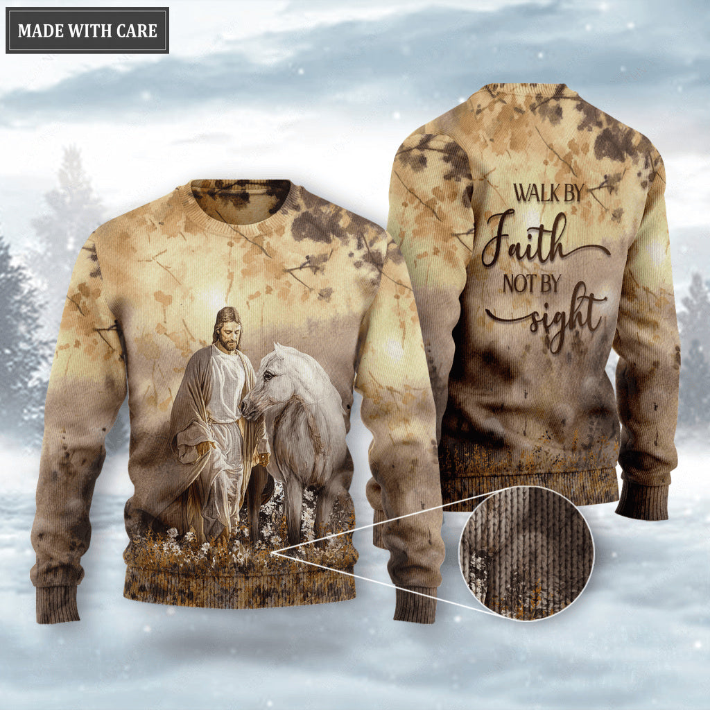 Jesus Love Horse Dandelion Walk By Faith Not By Sight Wool Sweatshirt