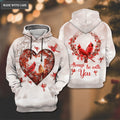 Red Heart Christmas Cardinal Always Be With You Hoodie