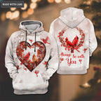 Red Heart Christmas Cardinal Always Be With You Hoodie