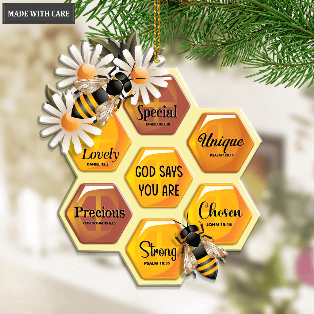 Bee Honeycomb God Says You Are Ornament