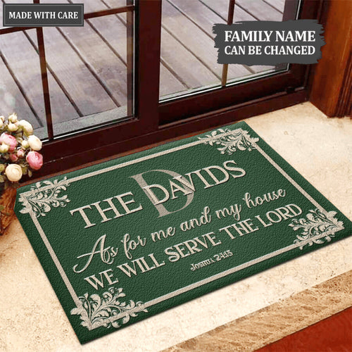 Corner Floral Serve The Lord Monogram Doormat