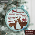Christmas Deer Couple God Blessed Personalized Ornament