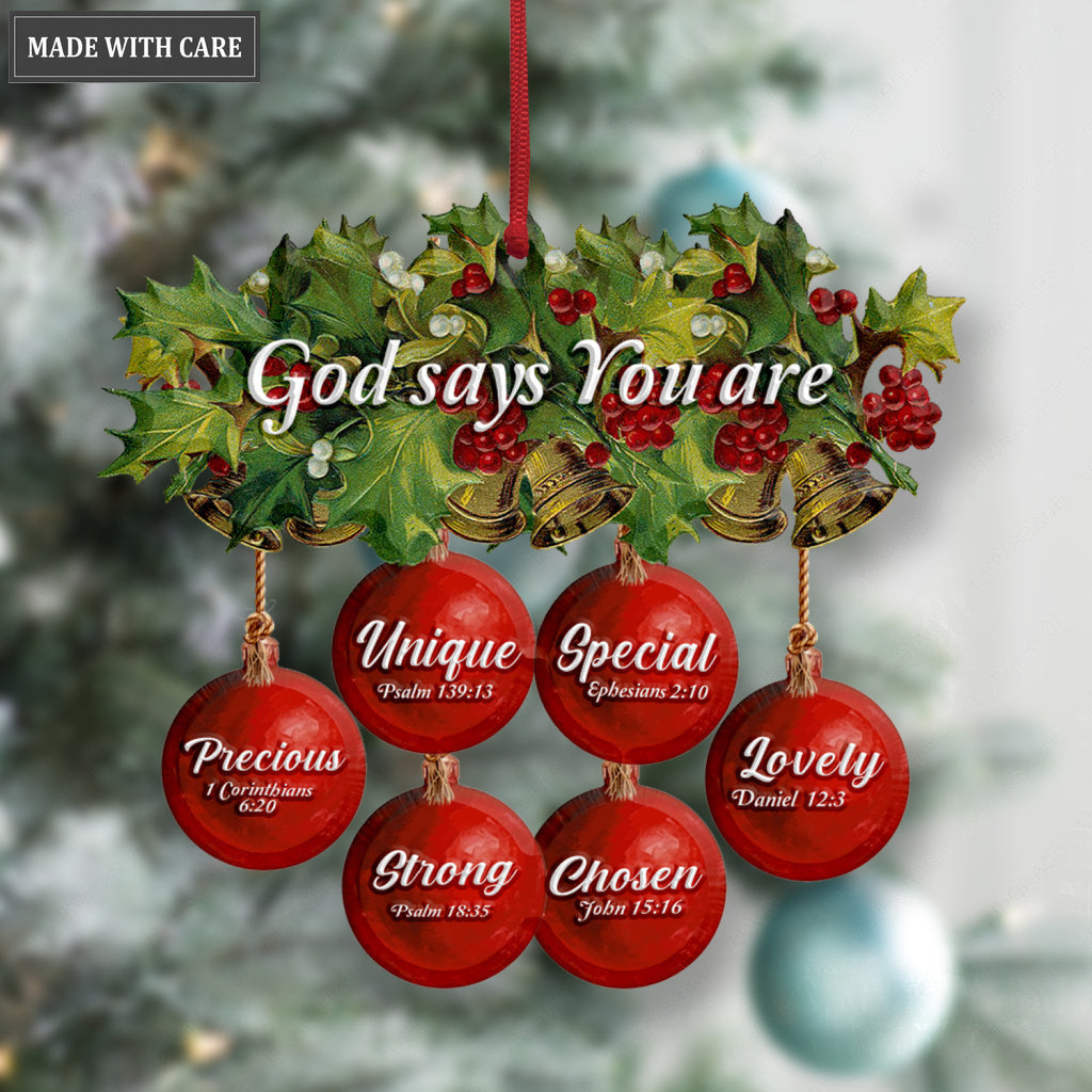 Christmas Flower Red Baubles God Says You Are Ornament