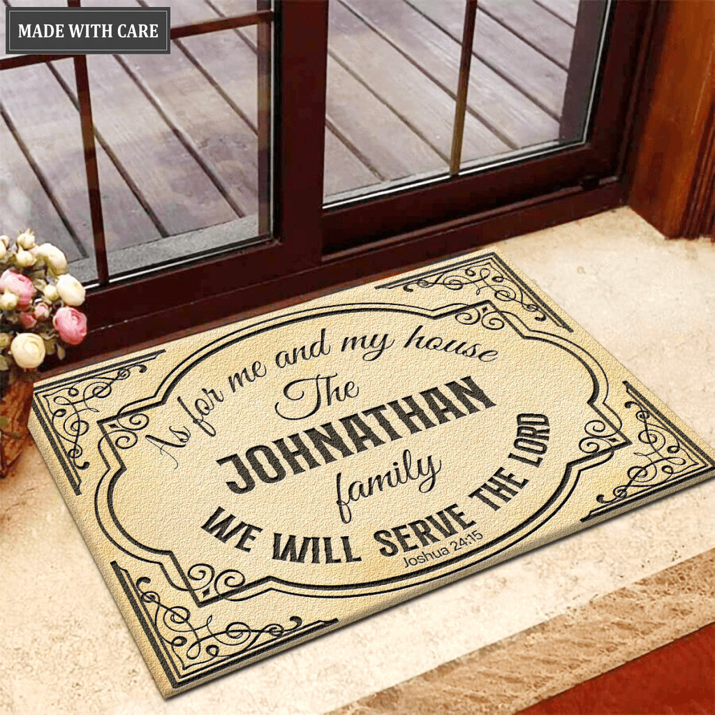 Personalized Classic VIntage Serve The Lord Doormat