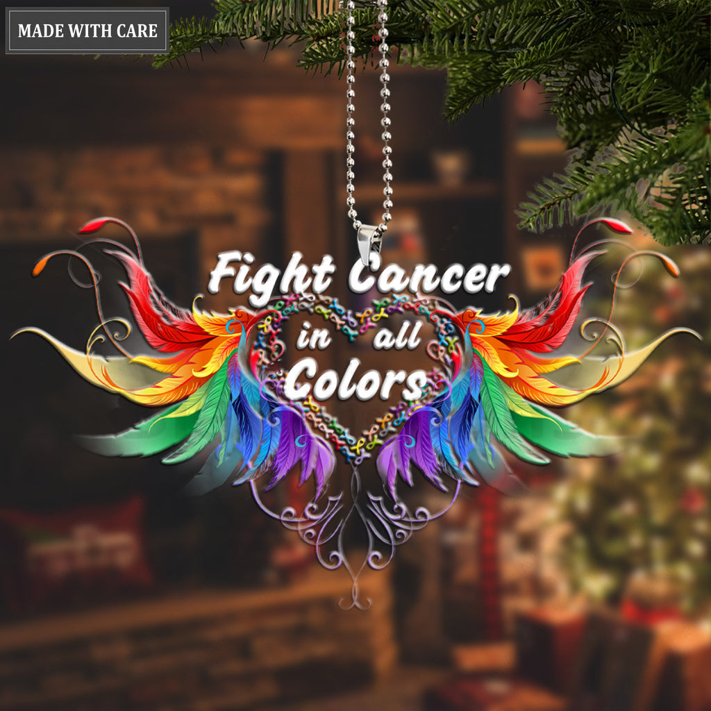 Printfamily M137 Angel Wings Fight Cancer In All Colors Ornament