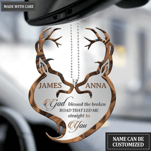 Antler Buck And Doe God Blessed Personalized Ornament