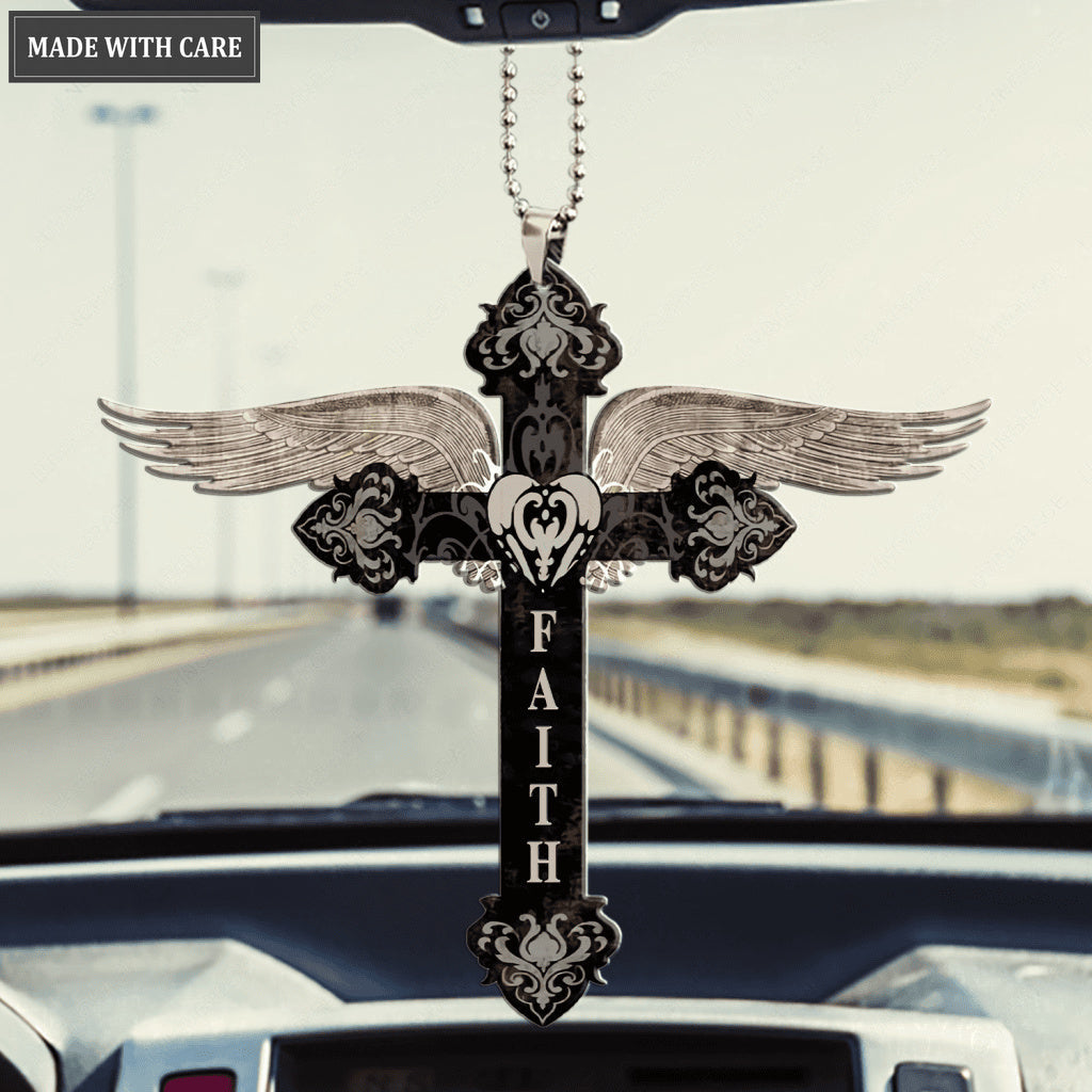 Vintage Cross Wings Faith Ornament