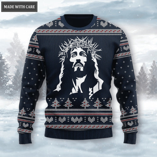 Christian God Wool Knitted Pattern Ugly Sweater