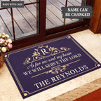 Purple Monogram Serve The Lord Personalized Doormat