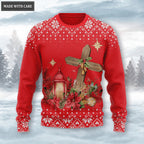 Merry Christmas Floral Cross Wool Knitted Pattern Ugly Sweater