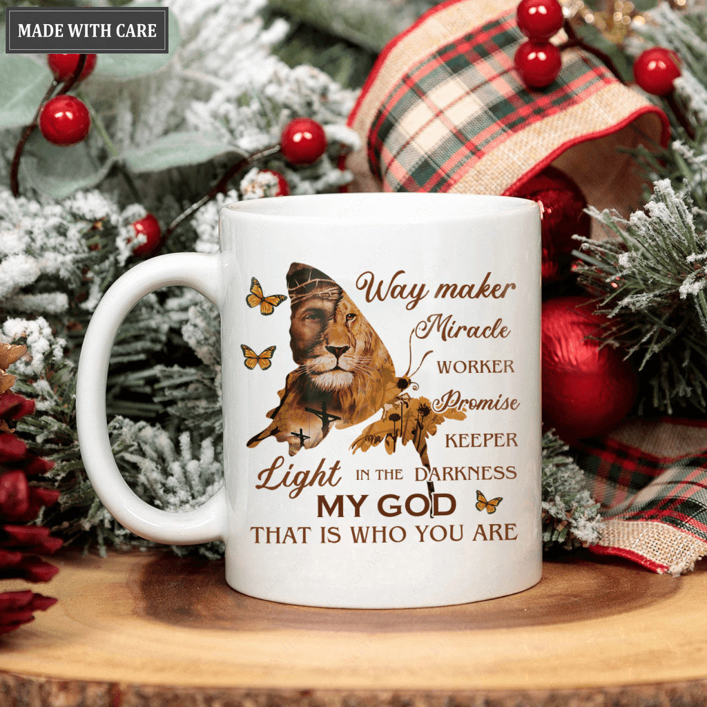 Christian Lion Butterfly Flower Way Maker My God Mug