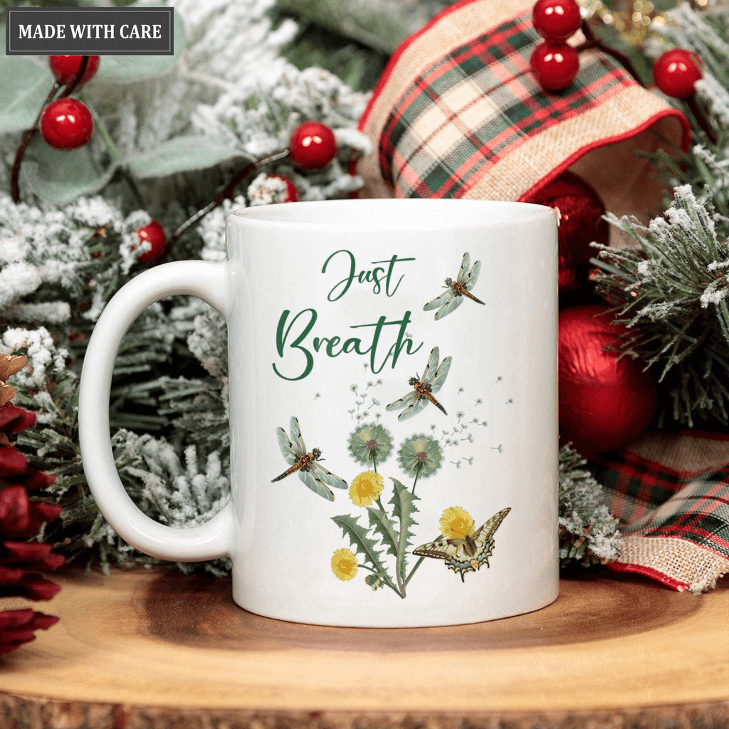 Dandelion Dragonfly Just Breath Mug