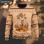 Thanksgiving Pumpkin Flower Cross Wool Knitted Pattern Ugly Sweater