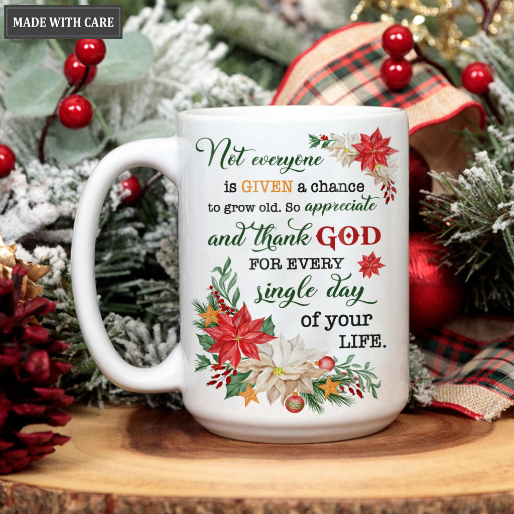 Poinsettia Floral Thank God Mug