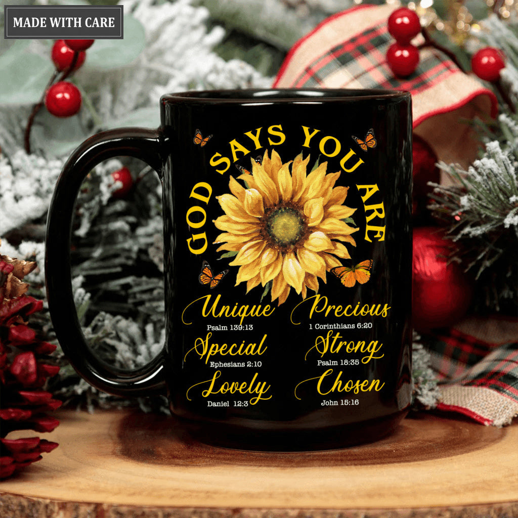 Sunflower Butterlfy God Says You Are Mug