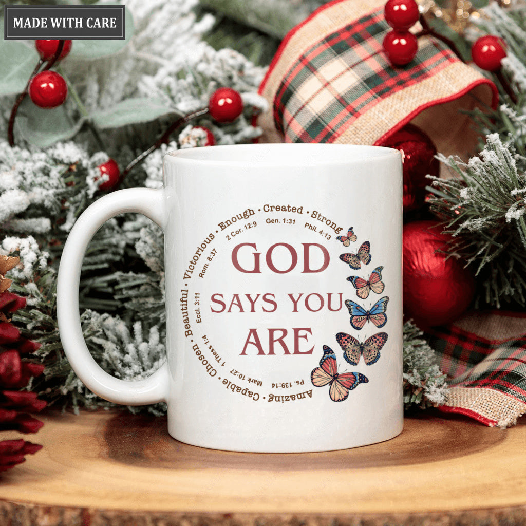 Vintage Butterfly Circle God Says You Are Mug
