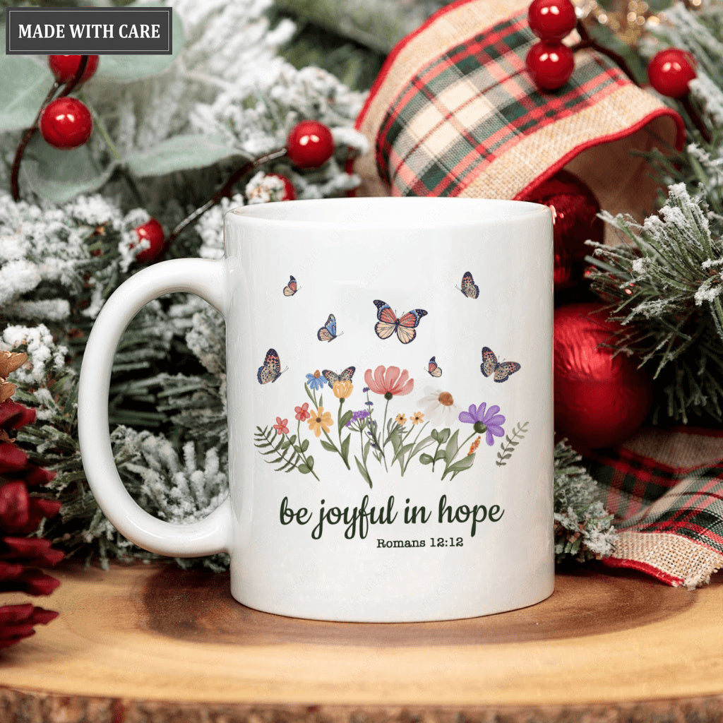 Vintage Wildflower Butterfly Thank God Mug