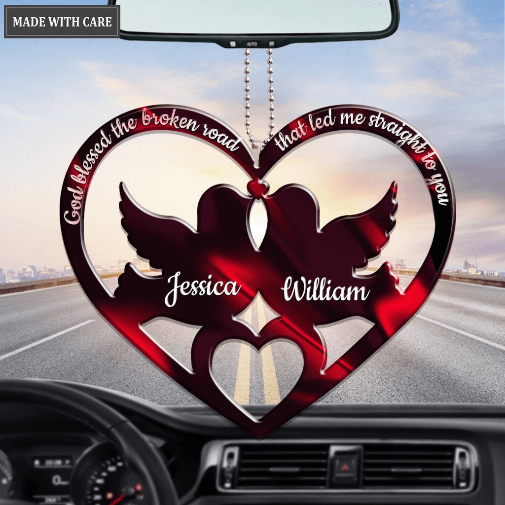 Dove Couple Heart God Blessed Personalized Ornament