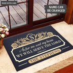 Personalized Floral Shield Monogram Serve The Lord Doormat