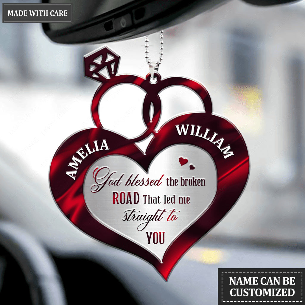 Rings Silhouette Couple God Blessed Personalized Ornament