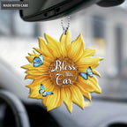 Bless This Car Sunflower Ornament