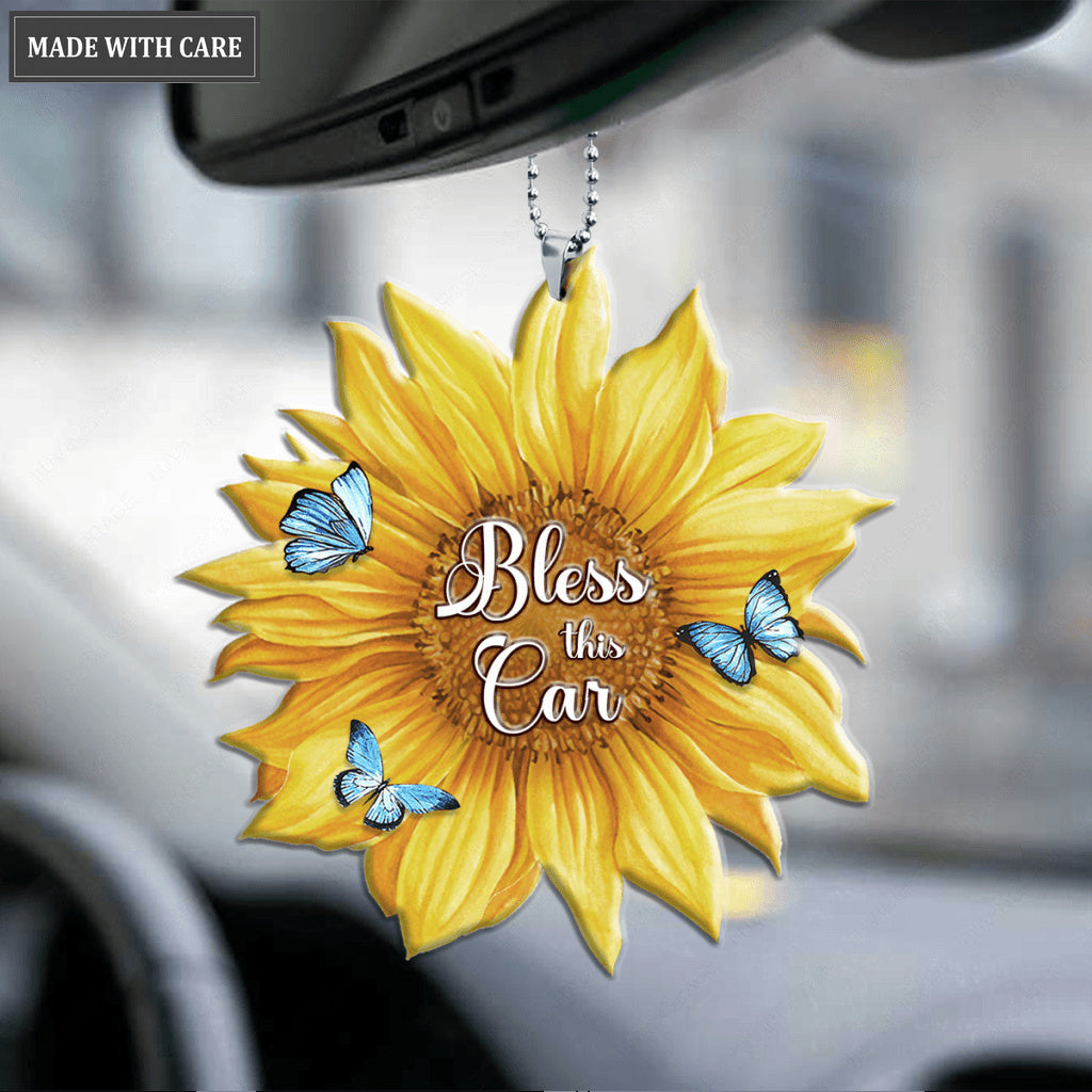 Bless This Car Sunflower Ornament