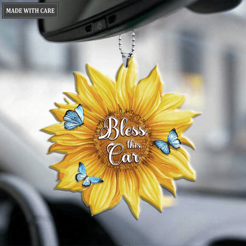 Bless This Car Sunflower Ornament