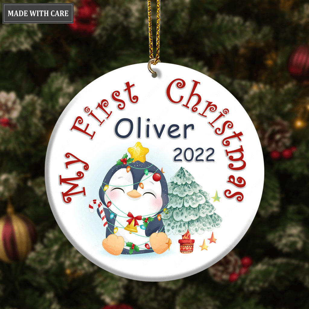 Christmas Baby Penguin First Christmas Personalized Ornament