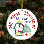 Christmas Baby Penguin First Christmas Personalized Ornament