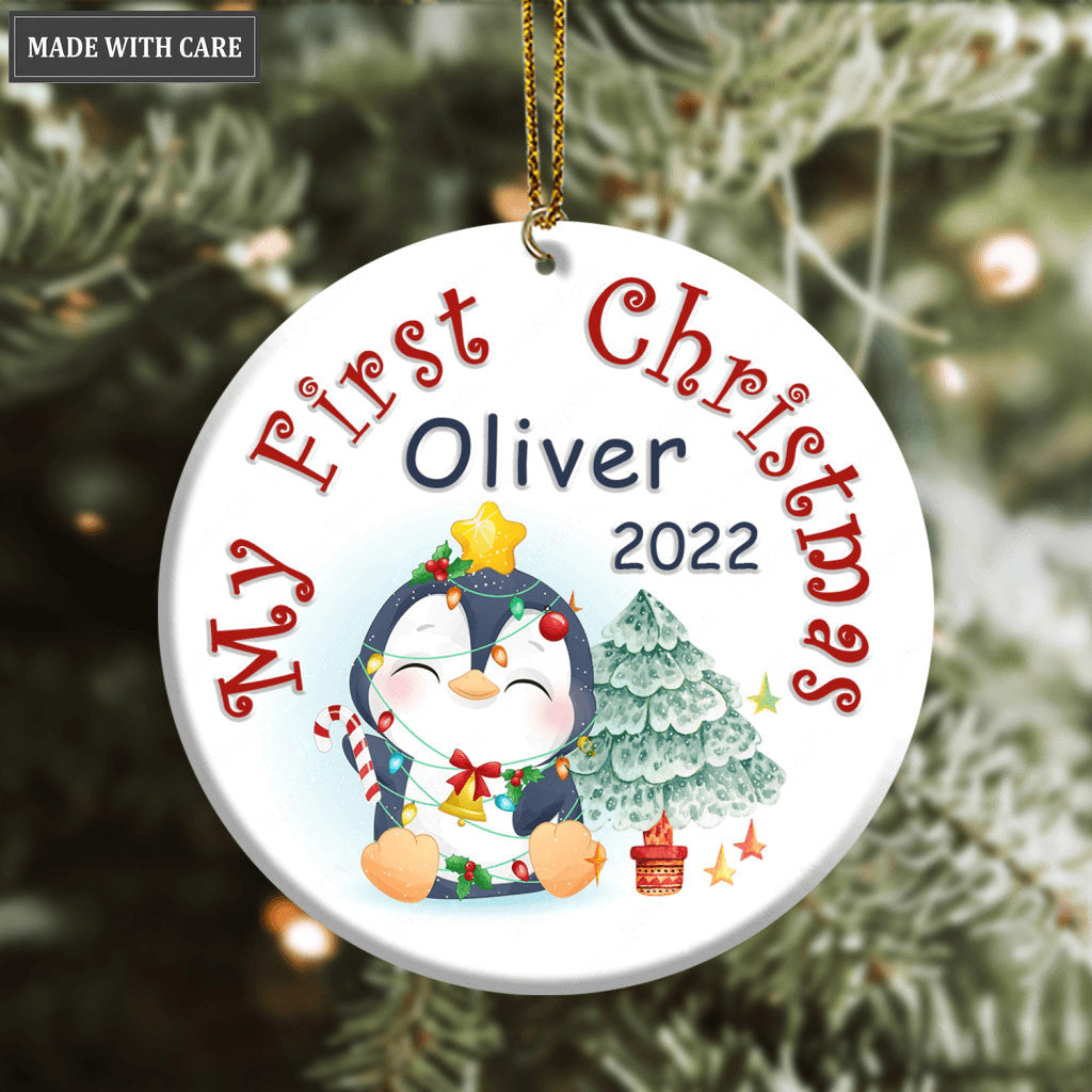 Christmas Baby Penguin First Christmas Personalized Ornament