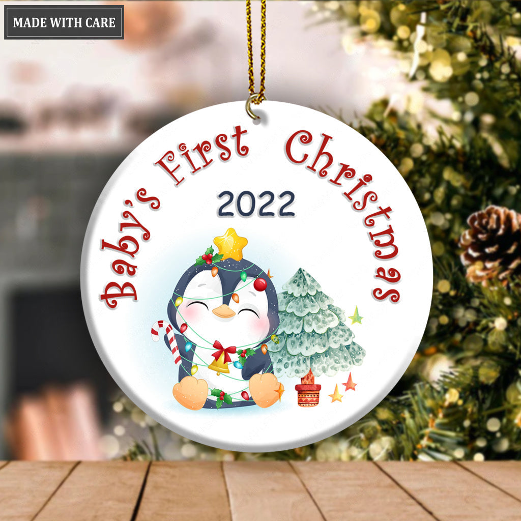 Christmas Baby Penguin First Christmas Personalized Ornament