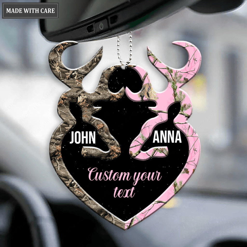 Buck And Doe Heart Personalized Name And Messages Ornament