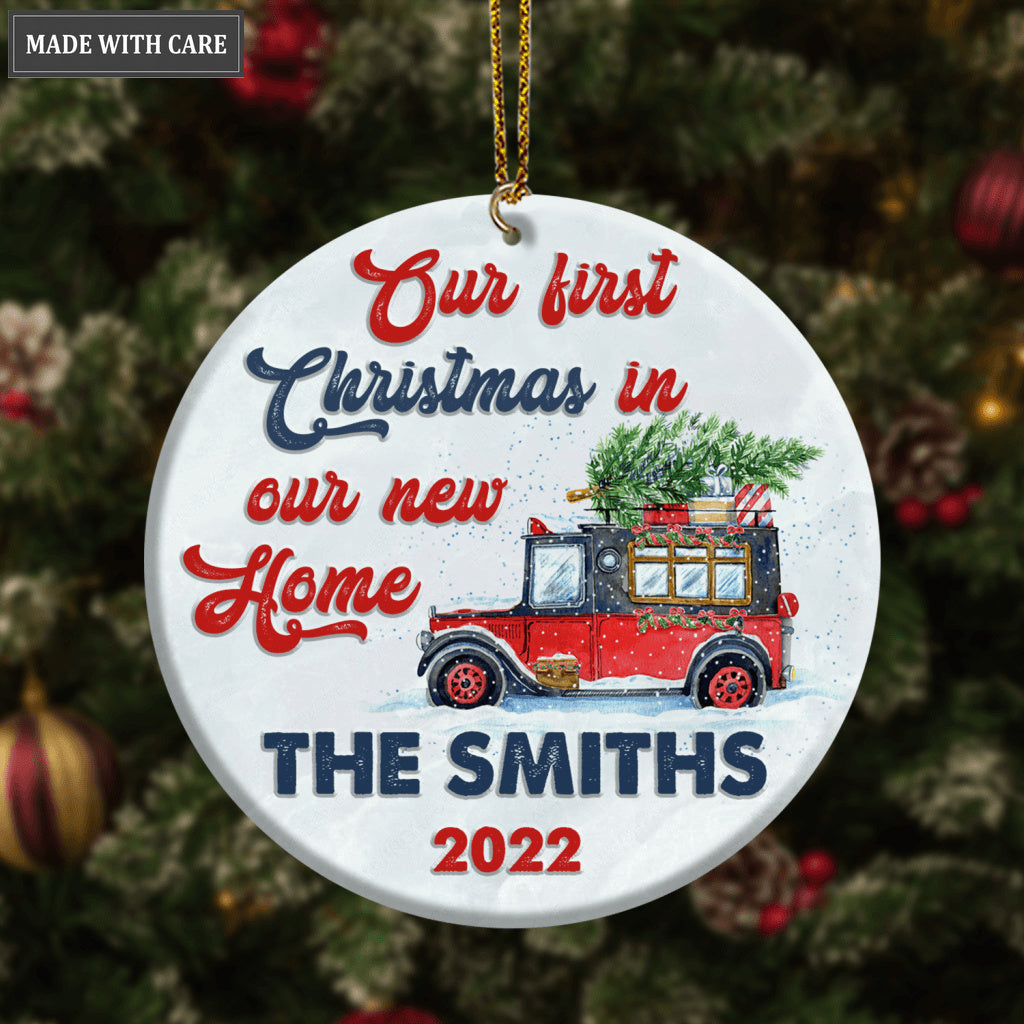 Christmas Truck Pine Gift Our First Christmas In Our New Home Personalized Ornament