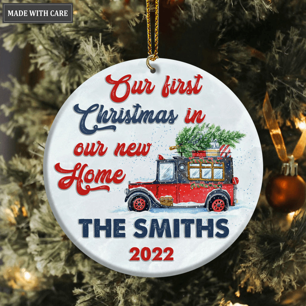 Christmas Truck Pine Gift Our First Christmas In Our New Home Personalized Ornament